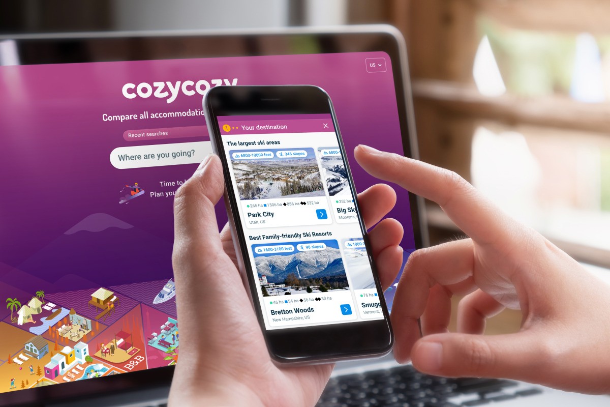 CozyCouch app interface showcasing hotel booking