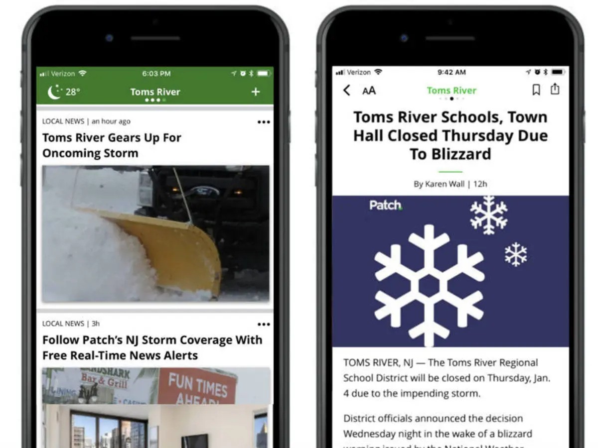 Two iPhones displaying news articles on their screens