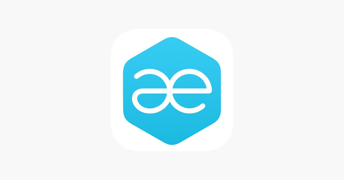 The All Events app's logo designed in blue and white