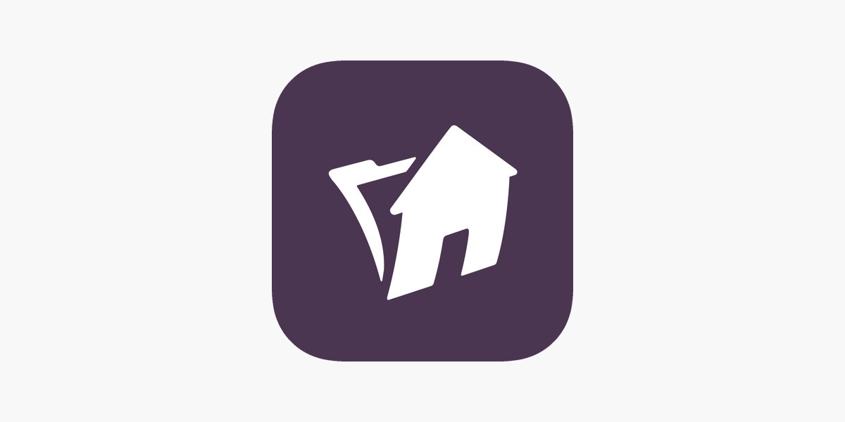 A purple button with a house icon, symbolizing home or housing options