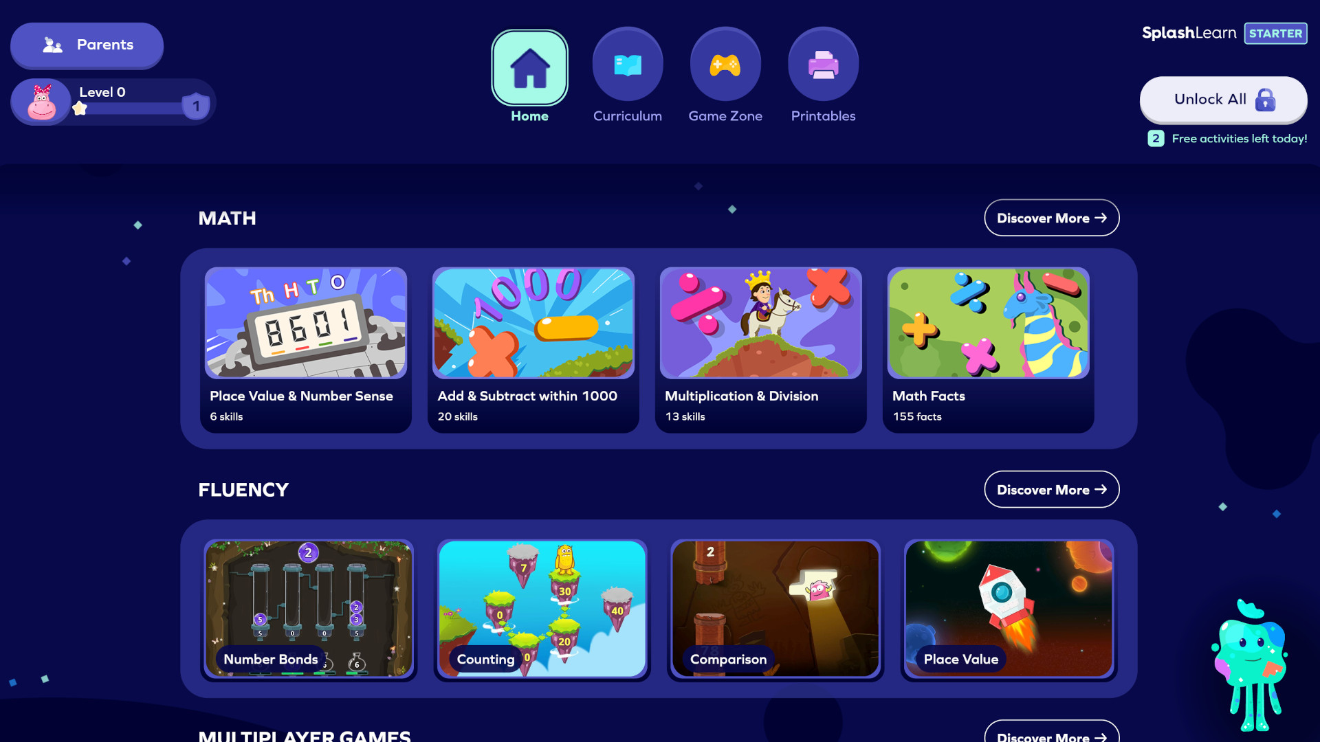 SplashLearn Homepage