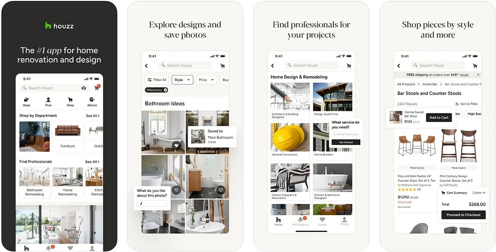 Screenshot of houzz app from the app store