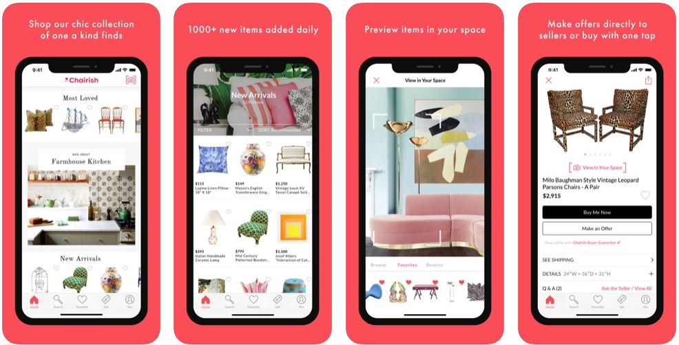 A collage of popular furniture apps for iPhone